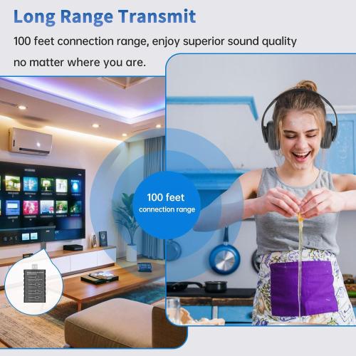 WallarGe Wireless Headphones for TV Watching, Comfortable for Seniors with Bluetooth 5.3, Easy Setup Headphones with USB Transmitter, 25 Hours Play and No Audio Delay