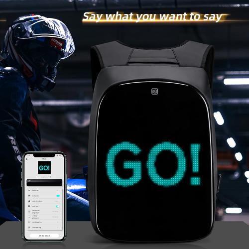 Gelrova Battery not included, LED Motorcycle Helmet Backpack Rampage Serise, 17 Inch DIY Pixel Fashion LED Display Laptop Programming Backpack