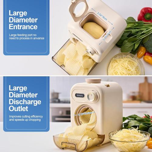 Kawu Electric Cheese Grater, 5-in-1 Automatic Vegetable Slicer Shredder | Salad Maker Food Processor with Container and 10 Blades, Veggie Chopper for Block Cheese, Cabbage, Fruits for Home Kitchen