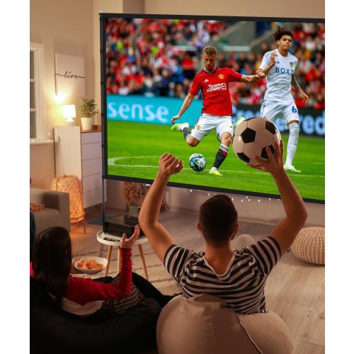 Outdoor-Projector-Screen-with-Stand - 120 inch Portable Projector Screen Indoor Outdoor Projector Screens 16:9 4K HD Lightweight Movie Screen with Carry Bag for Backyard Movie Night