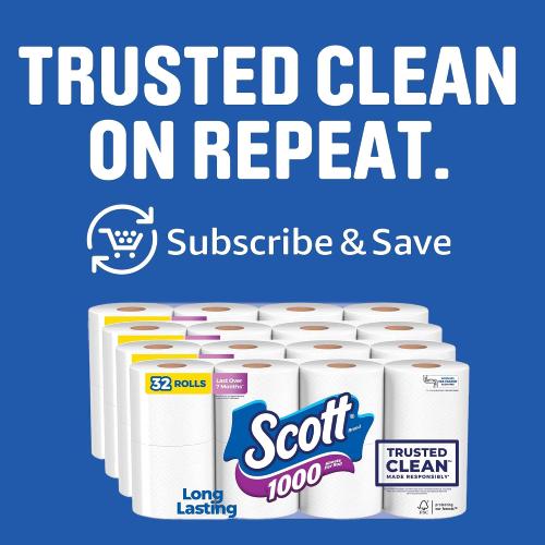 Scott 1000 Toilet Paper, 32 Rolls, Septic-Safe, 1-Ply Toilet Tissue