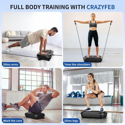 Vibration Plate Exercise Machine - CrazyFeb Vibration Plate for Lymphatic Drainage, Whole Body Vibrating Plate Exercise Machine - Waver Vibration Plate High-Intensity Fitness Equipment for Weight Loss