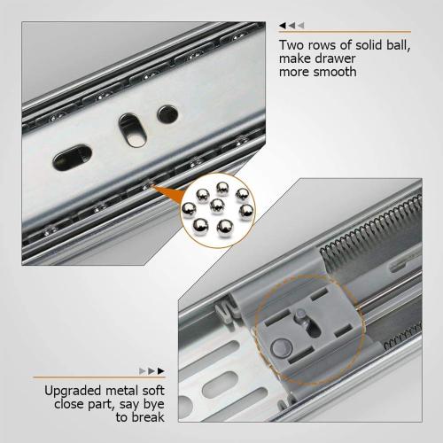 LONTAN 1 Pair Side Mount Heavy Duty Drawer Glides 22 inch Soft Close Drawer Slides 100 LB Capacity Ball Bearing Full Extension Cabinet Rails