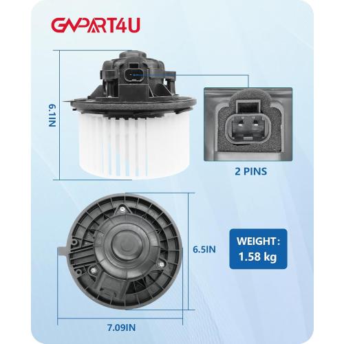 Front Blower Motor 22741027 2007 2008 2009 2010 2011 2012 2013 2014 Chevy Tahoe Silverado Avalanche Suburban, for GMC Yukon Sierra, Cadillac Escalade 700164 Without Resistor