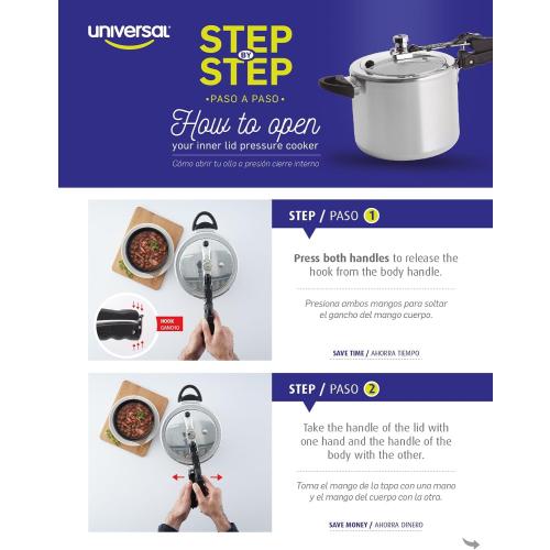 Universal (13.7 Quart / 13 Liter) Pressure Cooker, 14 Servings, Aluminum Pressure Cooker With Multiple Safety Systems and Heat Resistant Handles For Stews, Soup, Meat, and Beans