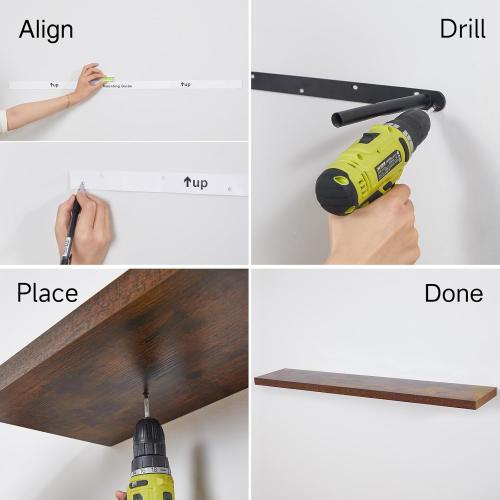 Rustic Brown 2 pack 48 BAYKA Floating Shelves, 48 inches Long Wall Mounted Rustic Wood Shelves for Bathroom, Bedroom, Living Room, Kitchen, Office, Hanging Shelf for Books/Storage/Decor(Rustic Brown,Set of 2)