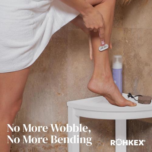 Waterproof Corner Shower Stool - White Waterproof Shower Bench for Shaving Legs & to Sit On - Easily Assembled Corner Bench & Shelf - Restroom Organizer - Restroom Home Decor