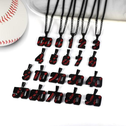 Hatti Doris Baseball Number Necklace for Men 00-99 - Jersey Number Necklace with Stainless Steel Gold Plated Chain & Baseball Charm Pendant