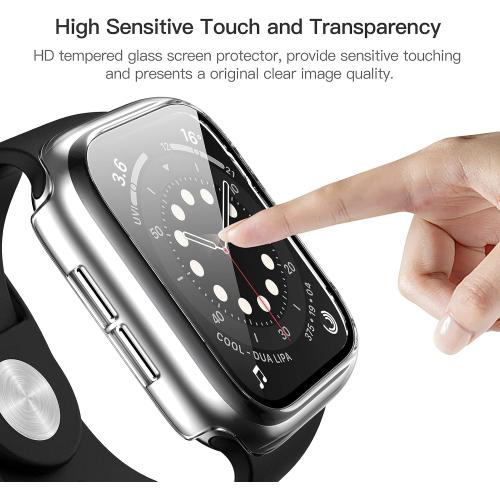 Haojavo 5 Pack Case with Tempered Glass Screen Protector for Apple Watch Series 9 8 7 41mm, PC Hard Ultra-Thin Slim Fit Scratch Resistant Bumper Protective Cover for iWatch S9 S8 S7 41mm Accessories