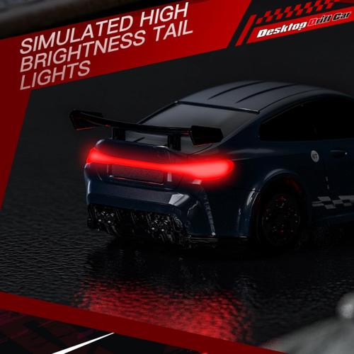 1:64 Scale Mini RC Drift Car, 2.4GHz 4WD Full Proportional Model Vehicle with LED Lights, Racing Sport Toy for Adults Boys Girls Kids (Blue)