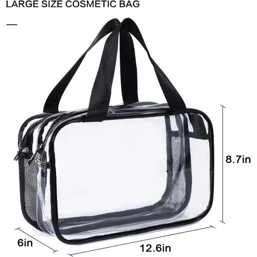 Clear Toiletry Bag for Women Men, Portable Large Travel Makeup Bag, Waterproof & Draining Transparent Cosmetic Bag, Carry On Airport Airline Compliant Bag