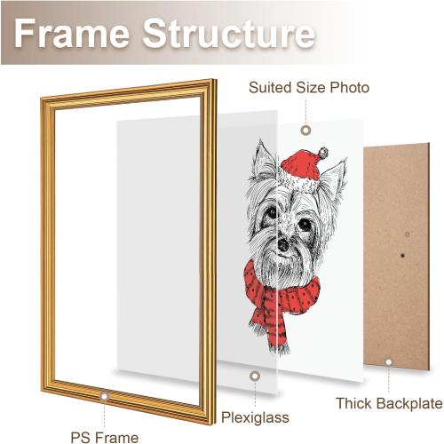 16x24 Frame, Transitional Modern Design Picture Frames, 16 by 24 Rustic Poster Frame for Home Decor, Gold Vintage Photo Frames, Horizontal or Vertical Display, Choose Size & Color