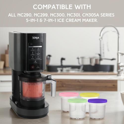 Ninja Creami Pints and Lids - 4 Pack Ninja Creami Containers, 16oz Creami Pint Containers Compatible with Ninja NC299AMZ & NC300s Series Ice Cream Maker - Dishwasher Safe & Good Sealing
