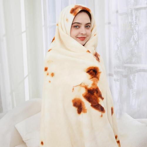 Admitrack Burrito Tortilla Blanket 60in, Double Sided Super Soft Flannel Throw, Gag Novelty Tortilla White Elephant Gift for Christmas Adults Kids Couples Parties