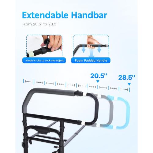 Sangohe Bed Rails for Elderly Adults Safety - Heavy Duty Bed Rail for Senior & People Falling Out of Bed - Bed Rail for Elderly, Height Adjustable, Fits Thick Mattress, Hold up to 300 Lbs, 504Q.(No warranty)