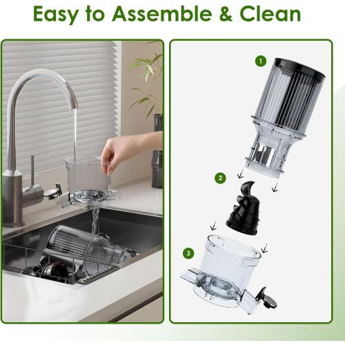 Cold Press Juicer, Touchscreen Juicer Machines with 4.5'' Wide Feed Chute, Stainless Steel Masticating Juicers Easy to Clean, Ergonomic Operational Panel Design, High Juice Yield, Gray