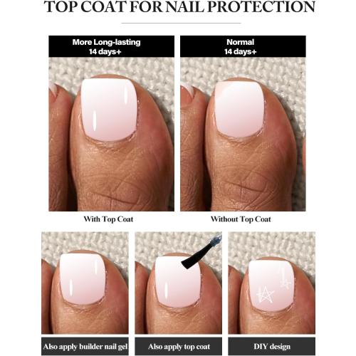 EBANKU Semi Cured Gel Nail Strips, 52PCS Pink Ombre Toe Nail Wraps & Gel Nail Stickers, UV Light Required, Long Lasting Gel Nail Wraps- Includes Nail File & Nail Stick