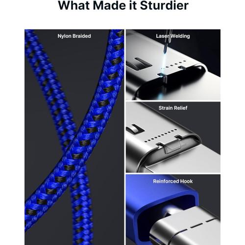 JSAUX 100W USB C to USB C Cable [2-Pack 10FT], Type C Fast Charging Cord for iPhone Air/iPhone 17/iPhone 17 Pro/iPhone 17 Pro Max, iPhone 16/15 Series, Galaxy S/Note Series, MacBook, iPad - Blue