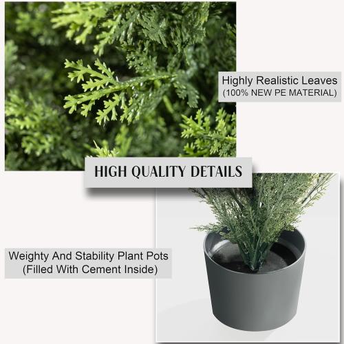 AOKIIE 6FT Artificial Cedar Topiary Trees Set of 2，72 Inch Tall UV Protection Fake Cypress Trees for Outdoors, Realistic Potted Pine Plants for Patio, Porch, Home, Doorway Decor