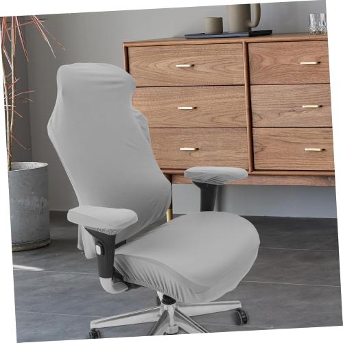 Gaming Chair Cover Set Stretchable Elastic Armrest Covers for Office and Gaming Chairs Soft Milk Silk Material Washable Protector for Home Office Use Light Gray