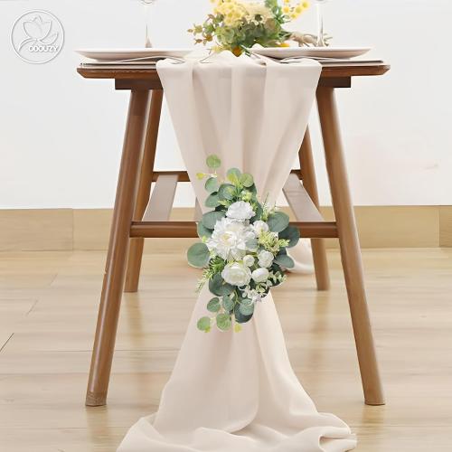 Artificial Wedding Arch Flowers for Wedding Sign,Set of 2 for Wedding Welcome Ceremony Sign,Faux Floral Swags,Wedding, Banquet and Reception Backdrop Floral Decoration (White)