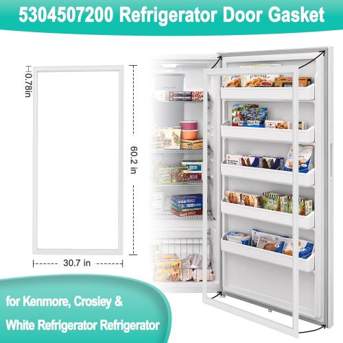 Upgraded 5304507200 Refrigerator Door Gasket Compatible with Frigidaire Ken-more Freezer Door Gasket Seal, 30.7 X 60.2 Elec-trolux Freezer Gasket Seal Replacement 216522309, 216522310, 5304507214