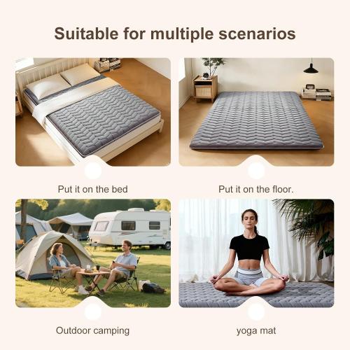 Premium Foam Japanese Futon Floor Mattress 100% High Density Foam Comfortable Floor Mattress,3.2 Thicken Foldable Sleeping Pad,Dormitory Tatami Mat,for Adult and Kids (Gray)