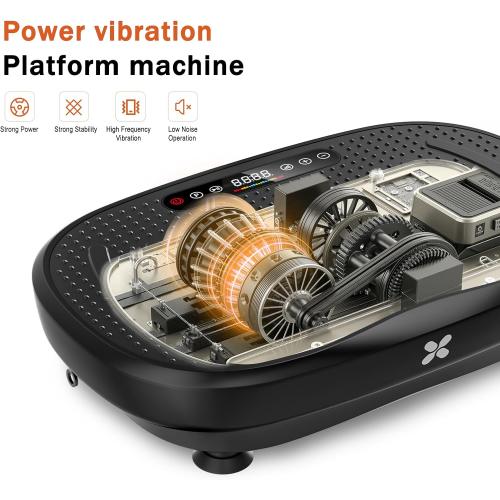 Vibration Plate Exercise Machine, Vibration Plate Platform with Bluetooth & Resistance Bands, Curved Design Full Body Workout Vibration Plate for Weight Loss, Muscle Recovery, Home