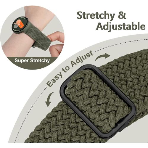 One Click Braided Bands for Samsung Galaxy Watch 7 6 5 4 Band 40mm 44mm/Watch 6 4 Classic 47mm 43mm 46mm 42mm/Watch 5 Pro 45mm,No Gap Stretchy Elastic Fabric Nylon Strap for Samsung Watch 4 5 6 7 FE