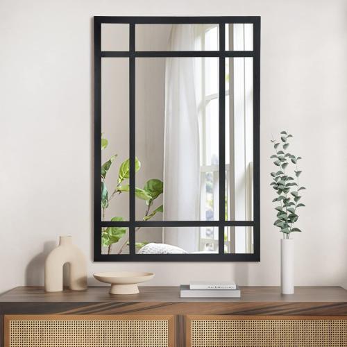 Black Rectangle Mirror, Farmhouse Decorative Wall Mirror for Entryway, Living Room, Bedroom, Hallway, Fireplace, Accent Wall Decor (Black1, 29.5 x 20)