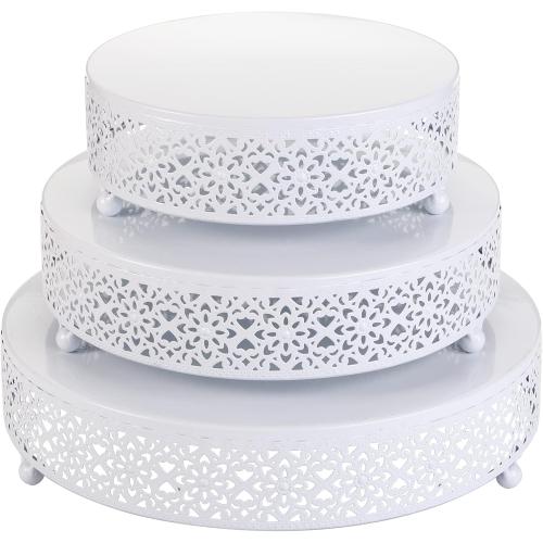 Hedume Set of 3 Cake Stand, Dessert Display Cupcake Stands, Round Metal Cake Stands, Cupcake Pastry Candy Display Plate for Wedding, Event, Birthday Party