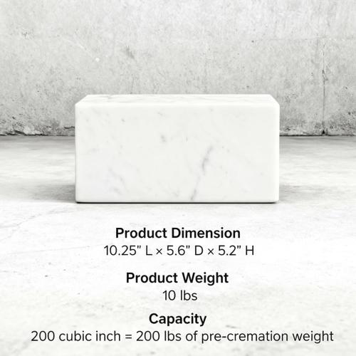 Aspen Studio AspenStudio Carrara Marble Real Urn Genuine Marble Urn for Human Adult Cremation Ashes Decorative urn