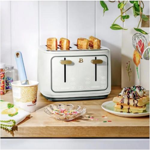 4-Slot Toaster with Touch-Activated Display (White) NEEDS CLEANING