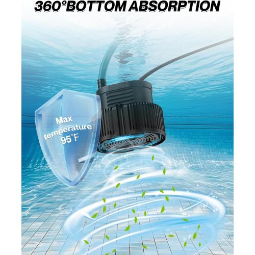 AgiiMan 850GPH Pool Cover Pump, Submersible Sump Pump above Ground | 16FT Drain Hose, 25FT Power Cord, 3 Adapters, Compact Design, Fast Water Removal for Pool Covers and Above Ground Pools