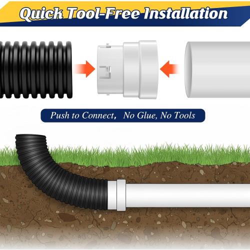 Saillong 2 Pack 4 PVC to Corrugated Pipe Adapter for SDR35/SCH40 PVC Pipe