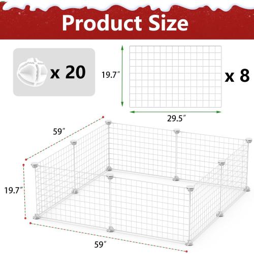 8 Pieces Christmas Tree Fences, 50 * 75Cm/19 * 29Inch Mini Metal Christmas Fence Panels for Protecting The Tree from Pets and Puppy Dogs, White