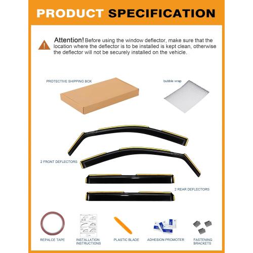 in-Channel Window Rain Guards Fit for Truck Chevy Silverado/GMC Sierra 1500 2019-2025 Crew Cab Extra Durable Window Deflectors Vent Visors Shades Exterior Car Accessories Visors Rain Guards