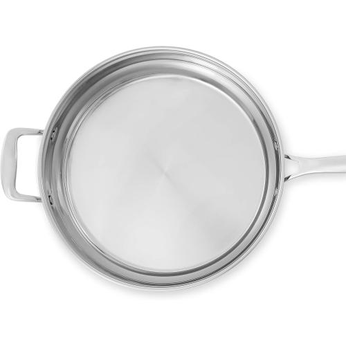 Amazon Basics Stainless Steel Cookware 11-Piece Set, Oven Safe, Pots and Pans, Induction-Ready, Even Heating, Easy to Clean, Heavy Duty, Silver