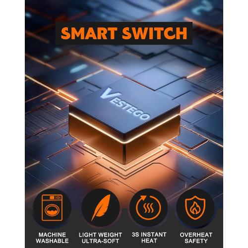 Vestego Heated Jackets for Women, Heated Jacket with 12V 20000mAh Battery Pack, 6 Heating Zones, Black Xl