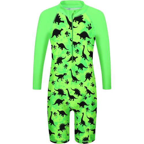 TFJH E Boys Long Sleeve One Piece Swimsuit UPF 50  Front Zipper Rash Guard for Beach, Ages 2-12