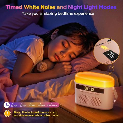 Karaoke Machine for Kids & Adults with 2 Wireless Mics 2400mAh Portable Bluetooth Karaoke Speaker with Timer White Noise & Night Light High Power Dual Speaker LED Display Home & Outdoor Party - Pink