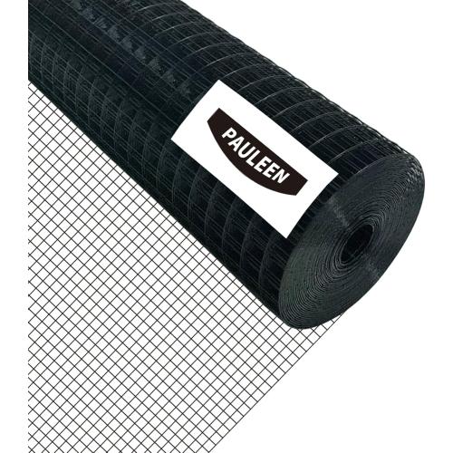 Black Hardware Cloth 24 x 50' 1 Inch 16 Gauge, PVC Coated Galvanized Steel Wire Mesh Roll, Welded Metal Fencing for Chicken Coop, Garden Fence, Poultry, Rabbit, Snake Barrier, and Home Improvement