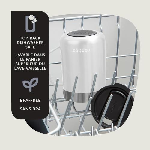 Contigo Streeterville Stainless Steel Mug with Handle and Splash-Proof Lid, Vacuum-Insulated Metal Cup for Coffee and Tea with Handle and Grip Base to Prevent Slipping, Salt, 14 oz (414 mL)