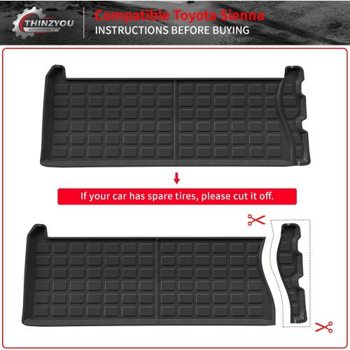 Cargo Mat Compatible with 2021-2025 2026 Toyota Sienna 7&8 Seats Cargo Liner Cargo Mat Trunk Mat Trunk Liner Back Seat Cover 2024 Sienna Accessories (Upgrade Trunk Mat Backrest Mats)