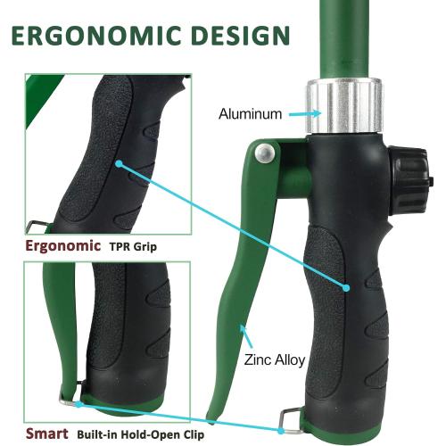 Size 24 Inch Watering Wand With Rotating Head - Heavy Duty Ergonomic Sprayer With Trigger, Adjustable Spray Garden Hose Nozzles, Hanging Basket Wand With Flow Control, No Assembly Required