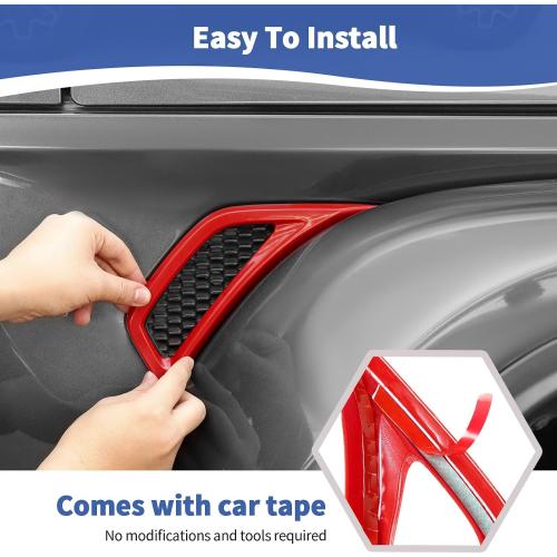 RT-TCZ for Jeep JL Side Fender Vent Decal Trim Cover for Jeep Wrangler JL JLU 2018-Present for Gladiator JT 2020-Present Red Exterior Accessories 2pcs