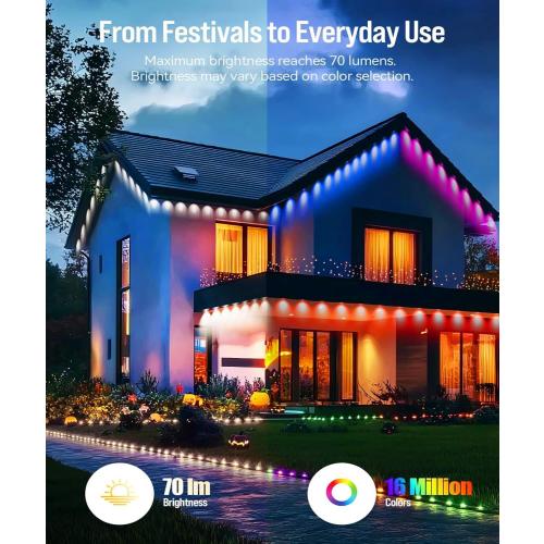 Permanent Outdoor Lights for House, 300ft Smart RGB Eaves Lights App Control Remote, DIY IP67 Waterproof Under Eave Lighting, Outside led Lights for House,Party,Christmas Decorations