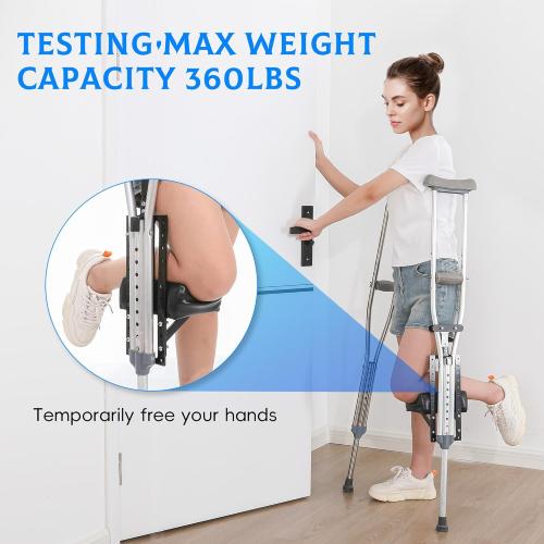 Crutch with Knee Rest Pads | Adjustable Pain Free Knee Crutch with Ergonomic Support Platform | Knee-Rest Pads for Single Leg Injuries | Crutch not Included