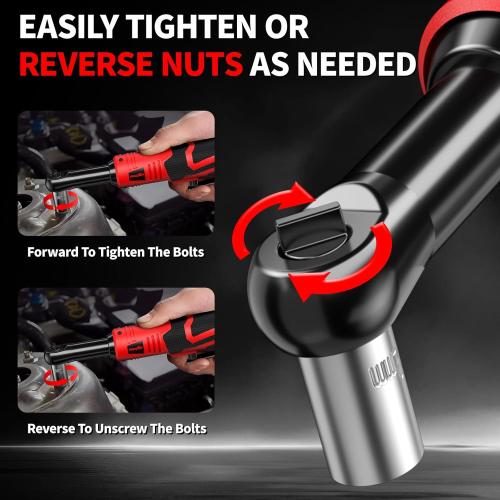 Electric Ratchet Wrench Set, 550 RPM Cordless Ratchet Wrench, 3/8 18V Power Ratchet Tools with Variable Speed, LED Light, 7 Sockets, 2 Packs 2.0Ah Lithium-Ion Battery and Fast Charger