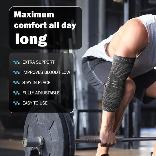 Black Size M POWERLIX Elbow Brace Compression Support - Elbow Sleeve for Tendonitis, Tennis Elbow Brace and Golfers Elbow Treatment, Arthritis, Workouts, Weightlifting – Reduce Elbow Pain (Black, M)